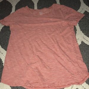 White and pink short sleeve blouse